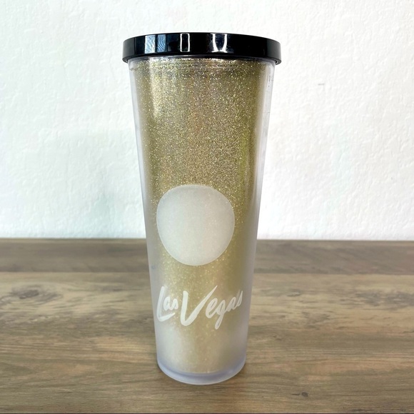 𝅺starbucks Las Vegas Glittery Champagne Gold Ombré Frosted Matte Tumbler - Picture 1 of 6